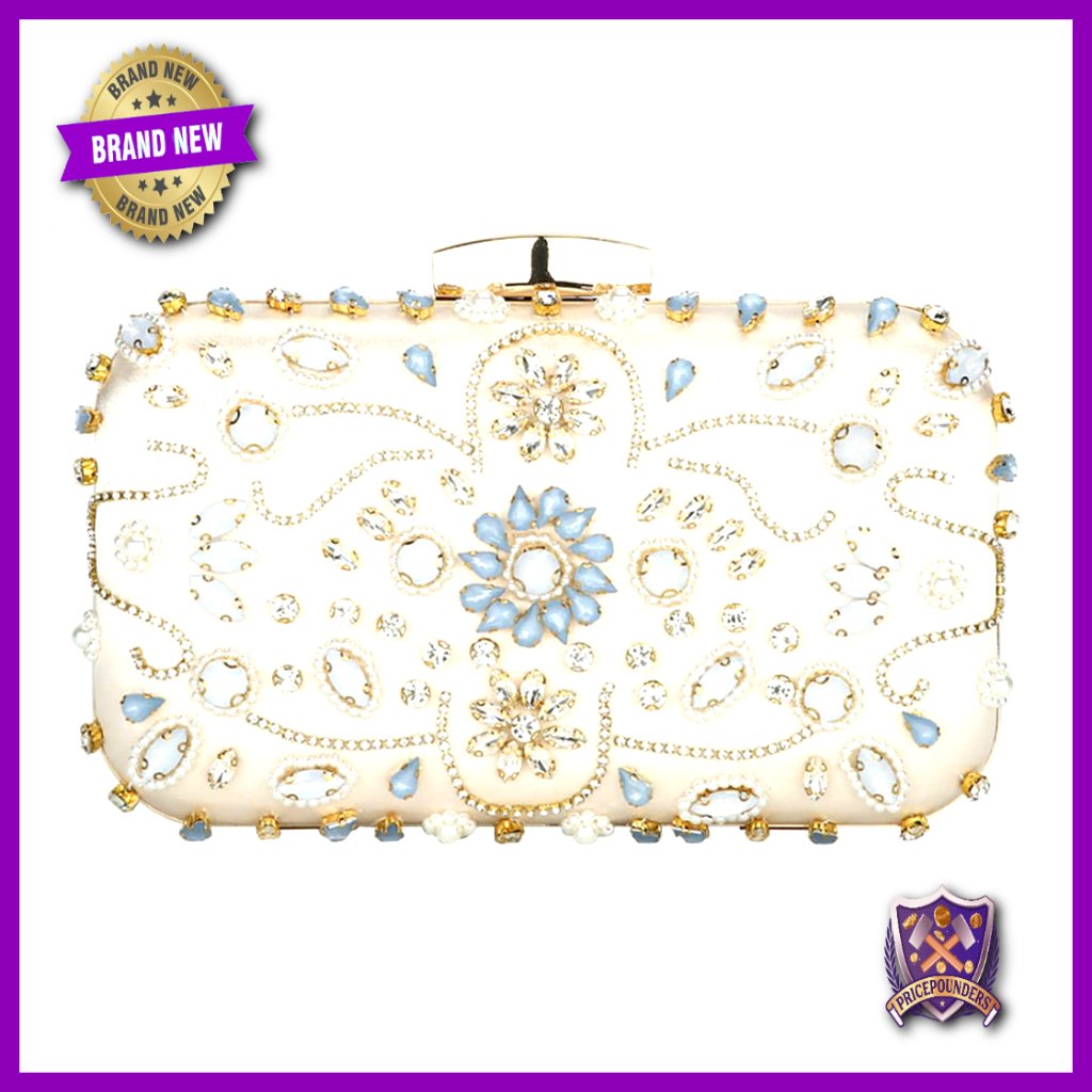 Crystal Beaded Evening Clutch Elegant Wedding Party Purse Rhinestone Decor